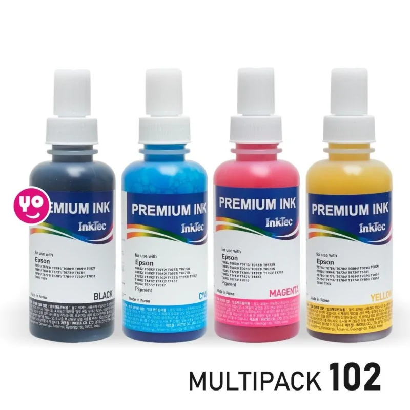 Compatible Epson 102, pack de 4 flacons d'encre InkTec 100ml