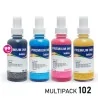 Compatível Epson 102, pack com 4 garrafas de tinta InkTec de 100 ml