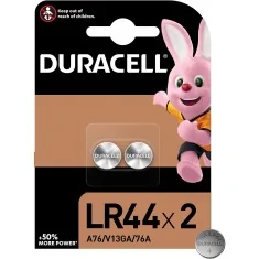 2 piles bouton LR44 Duracell alcalines