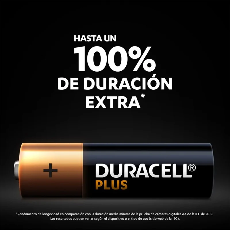 4 piles AA Duracell PLUS alcalines, piles AA LR6 1,5 V