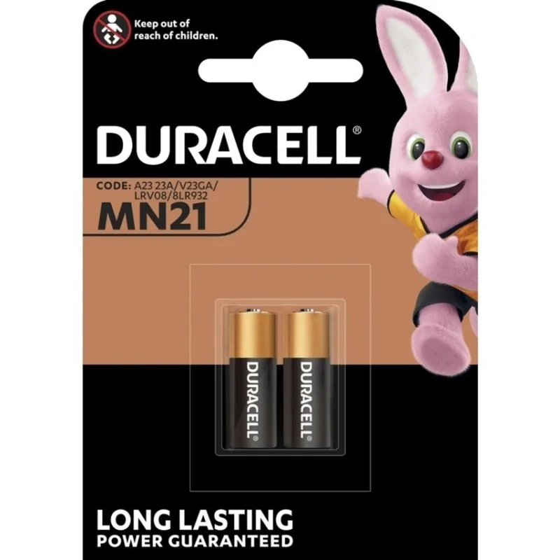2 piles pour télécommandes de garage Duracell MN21