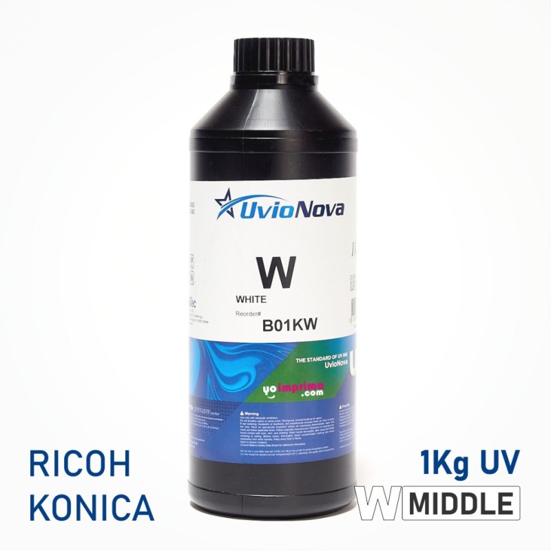 Encre UV blanche pour ttes Ricoh et Konica, Semi-rigide, InkTec Encre UV blanche pour ttes Ricoh et Konica, Semi-rigide, InkTec