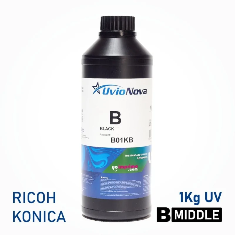 Tinta UV Negra InkTec SR para cabezales Ricoh y Konica, Semi-rígida. 1 Kilo