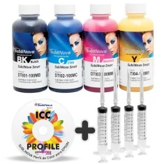 PACK Sublimação para tinteiros recarregáveis, 4 x 100ml SubliNova Smart ink da InkTec. Tinta DTI com perfil de cor