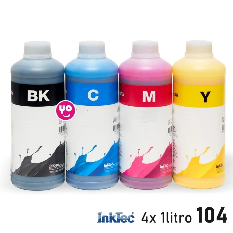 4 bouteilles d'encre Epson 104 compatibles InkTec 1 litre, multipack pour EcoTank