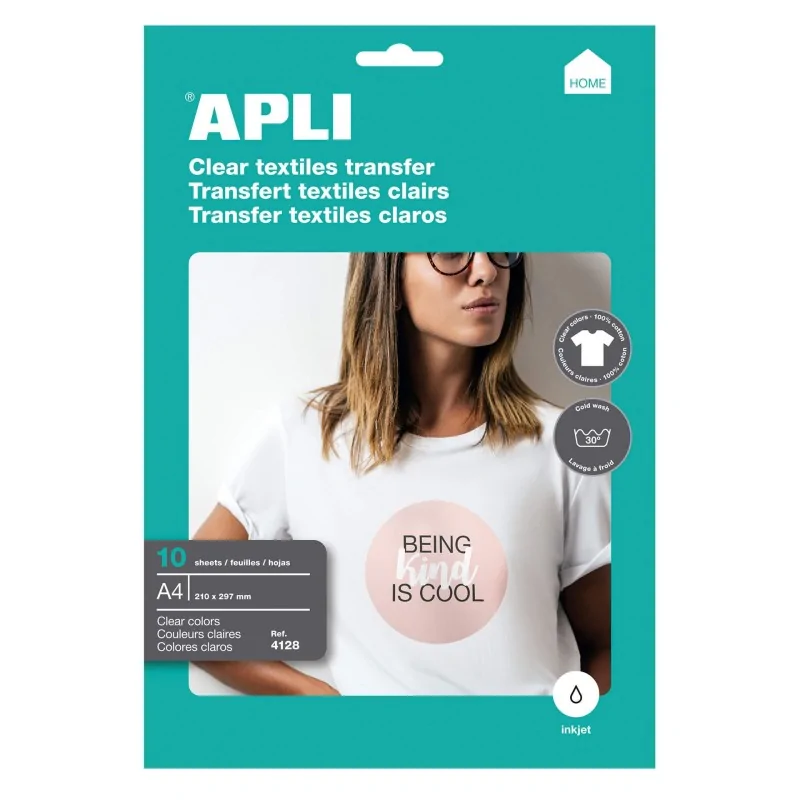 Papel transfer para roupa branca, 10 folhas A4 | Marca Apli