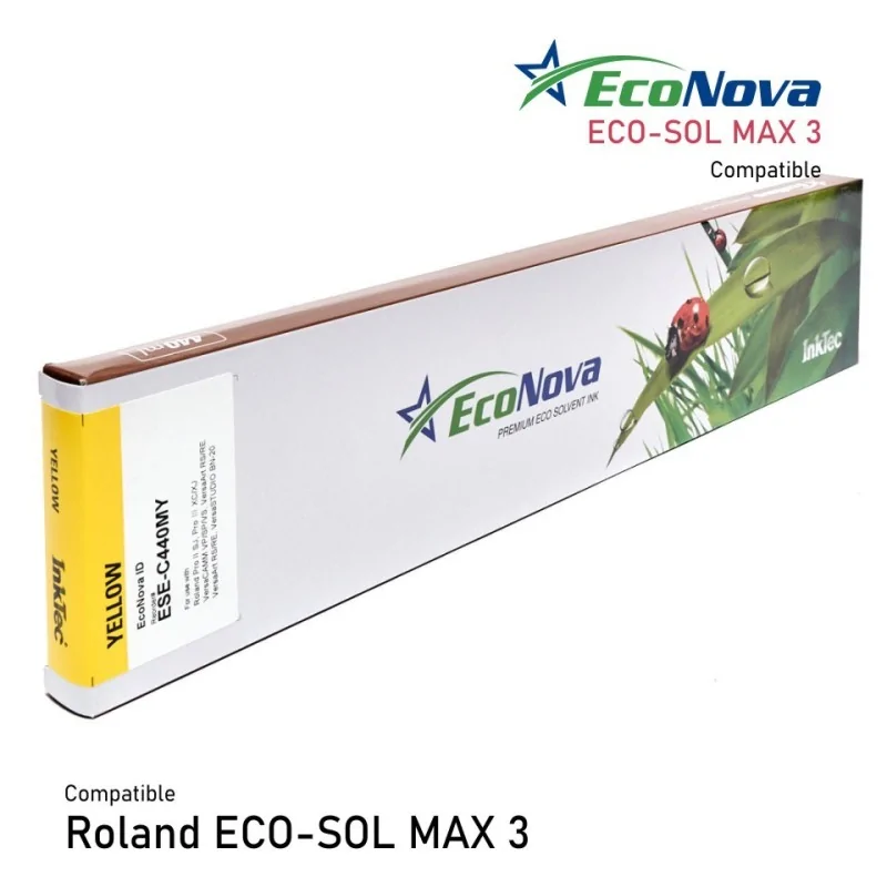 Eco-Sol MAX 3 amarillo, Cartucho InkTec compatible para Roland, 440ml | InkTec EcoNova
