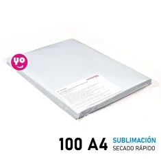 Papel yoimprimo® A4 para sublimação, com revestimento de secagem rápida. 100gr (100 folhas)