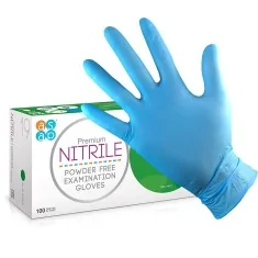 Gants en nitrile bleu, résistants à l'encre. Sans latex, hypoallergénique. (100 u.)