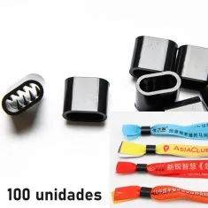 Fermoirs pour bracelets en tissu. Plastique noir (sac de 100 unités)