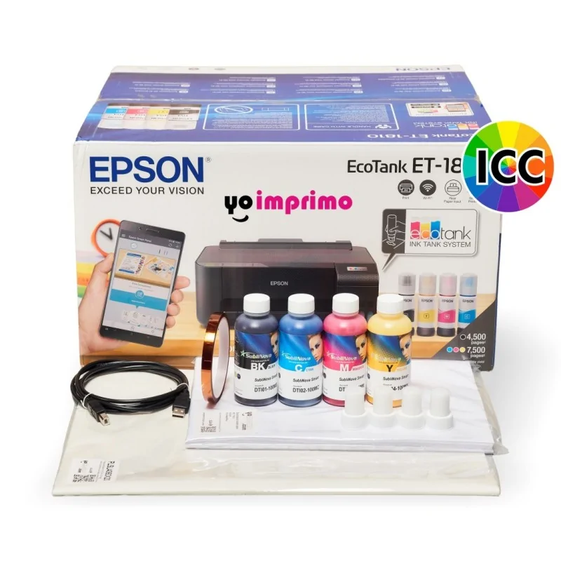 Impressora de sublimação A4 Epson Ecotank e tintas Sublinova Smart com perfil ICC