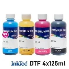Encre DTF 4 couleurs, 4 flacons InkTec de 125ml. Pack CMYK