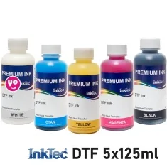 Tinta DTF 5 colores, 5 botellas InkTec de 125ml. Pack CMYKW