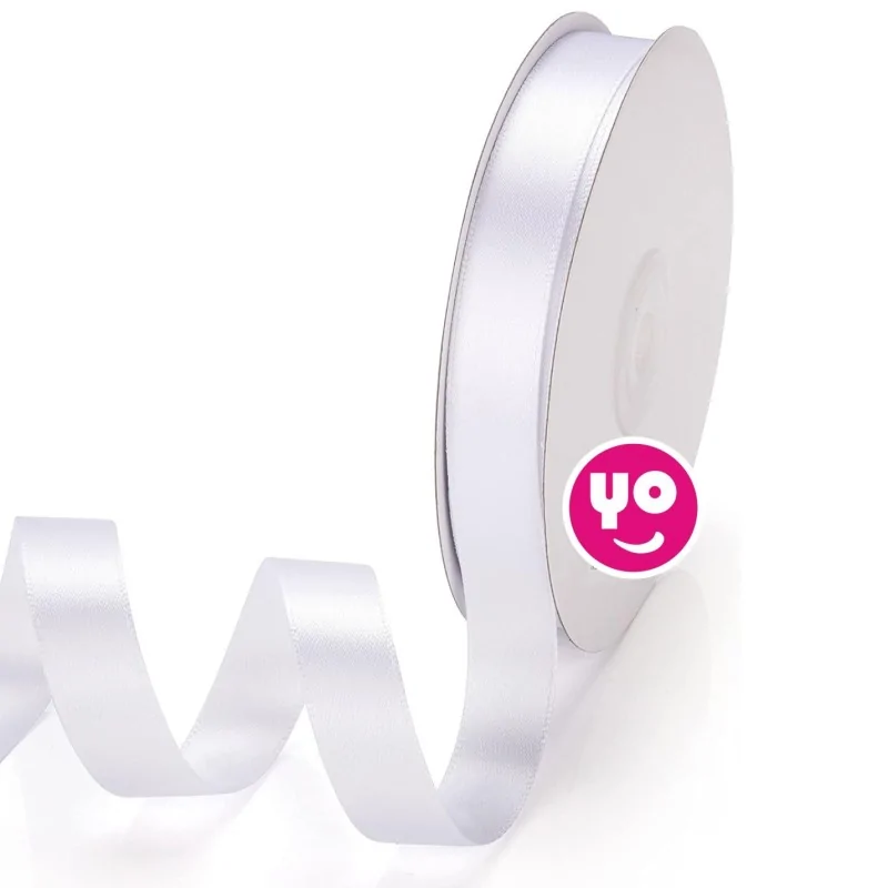 Ruban satin blanc 100% polyester. Largeurs 22 ou 33 mm (100 mètres)