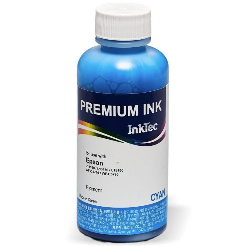 Tinta pigmentada InkTec E0019 para impresoras Epson Ecotank PRO y WF PRO. CIAN (botella 100ml)
