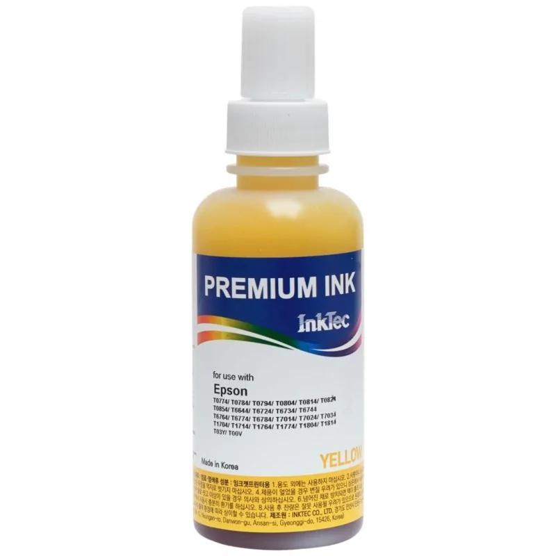 Tinta amarilla Epson 112 compatible. Botella InkTec de 100ml