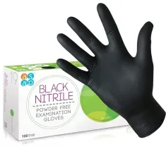 Gants en nitrile noir, pour imprimantes et traceurs. Sans latex, hypoallergénique. (100 pièces.)