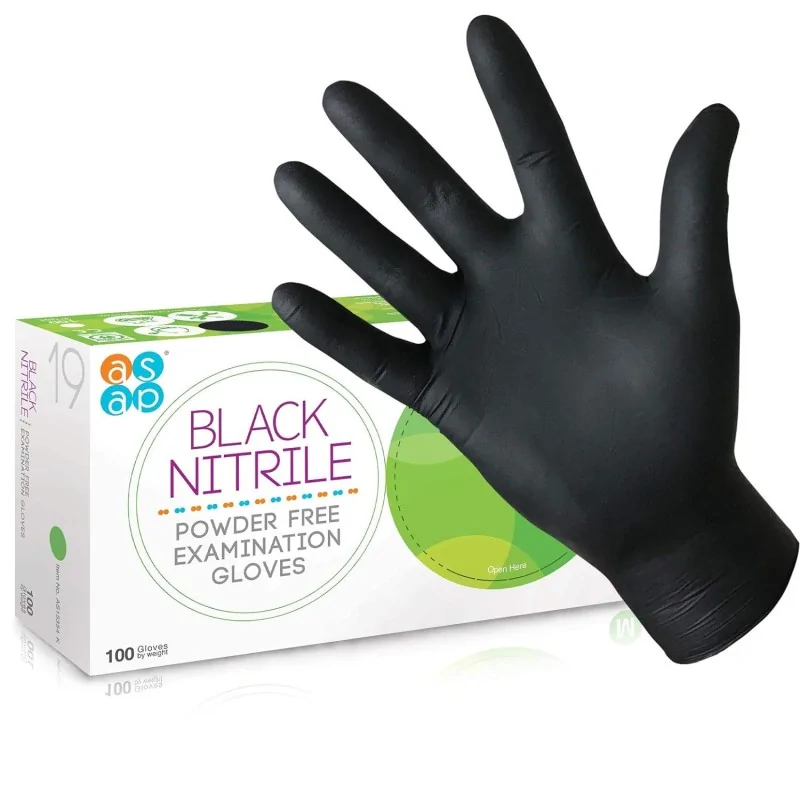 Guantes de nitrilo negros, para impresoras y plotter. Sin latex, hipoalérgicos. (100 ud.)