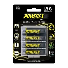 4 pilhas recarregáveis AA Powerex PRO 2700mAh com estojo