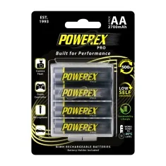 4 piles rechargeables AA Powerex PRO 2700mAh avec étui