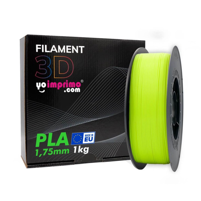 Filament PLA 3D, jaune fluor. ø1,75 mm (1kg) - Fabriqué en UE