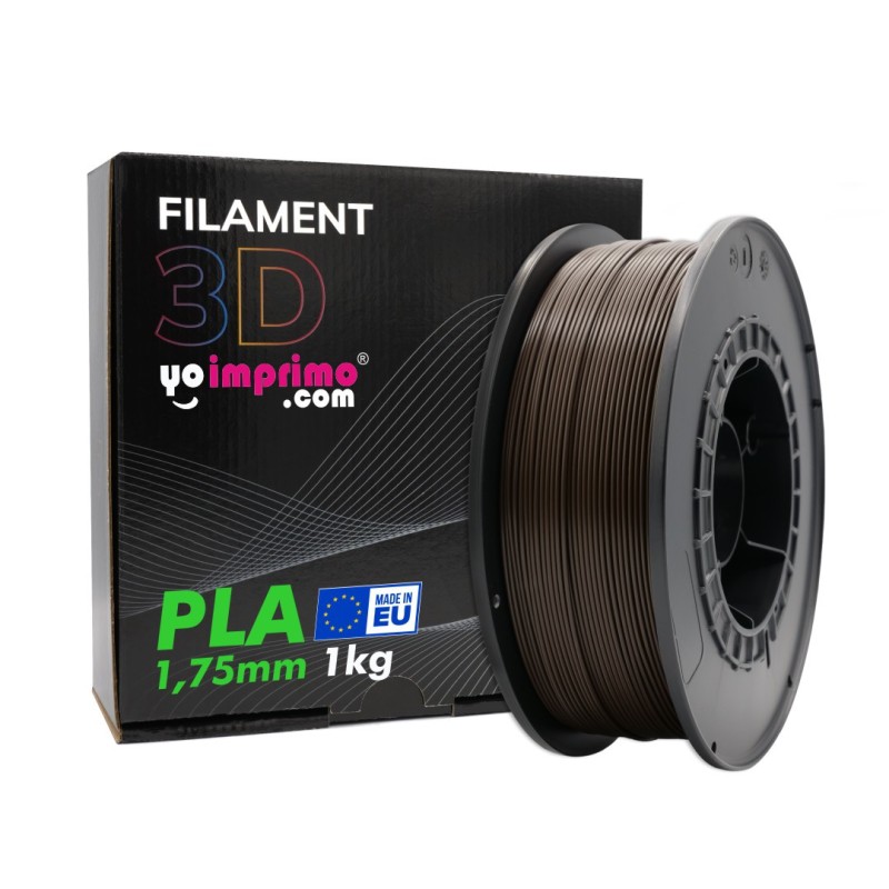 Filament PLA 3D, marron ébène. ø1,75 mm (1kg) Fabriqué en UE