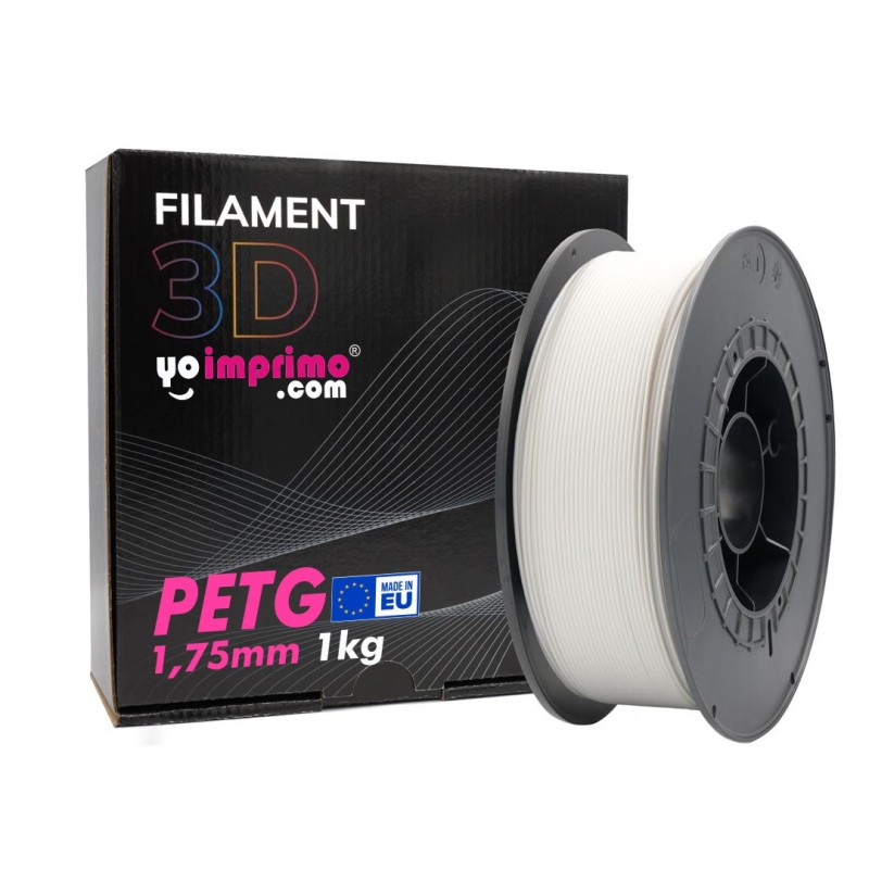 Filament PETG blanc pour la 3D. ø1,75 mm (1 kg) - Fabriqué en UE