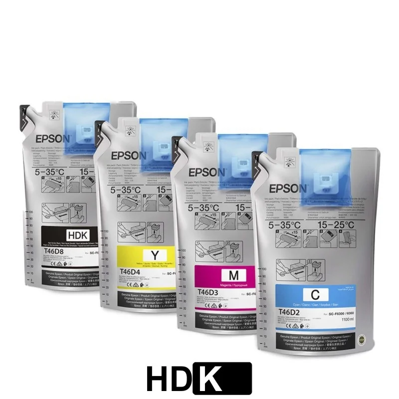 Encre de sublimation Epson T46D8 NOIRE HDK (sac 1,1 litre + puce)