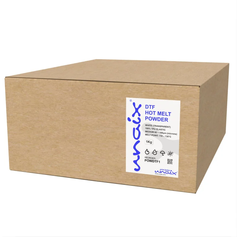 Poudre thermofusible DTF Unaix – Boîte de 20 sachets (20 kg)