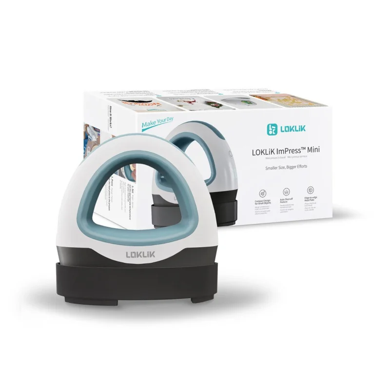 LOKLiK Mini Azul, Mini Prensa Térmica para Sublimação, Vinil DTF e Transferência Térmica
