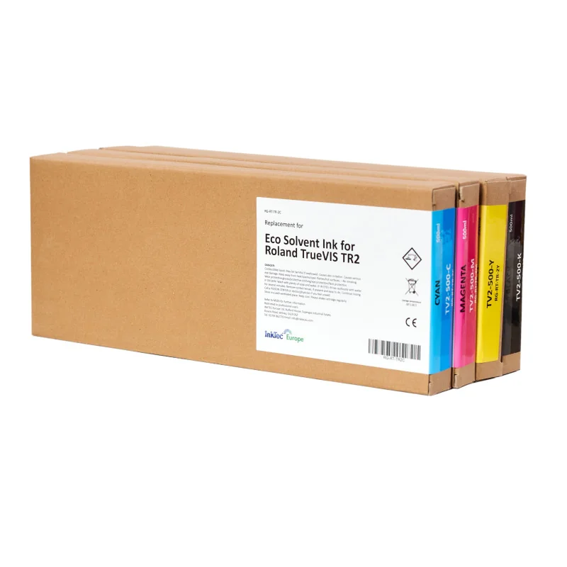 Jeu d'encres CMYK compatible Roland TrueVIS 2, TR2 d'Inktec
