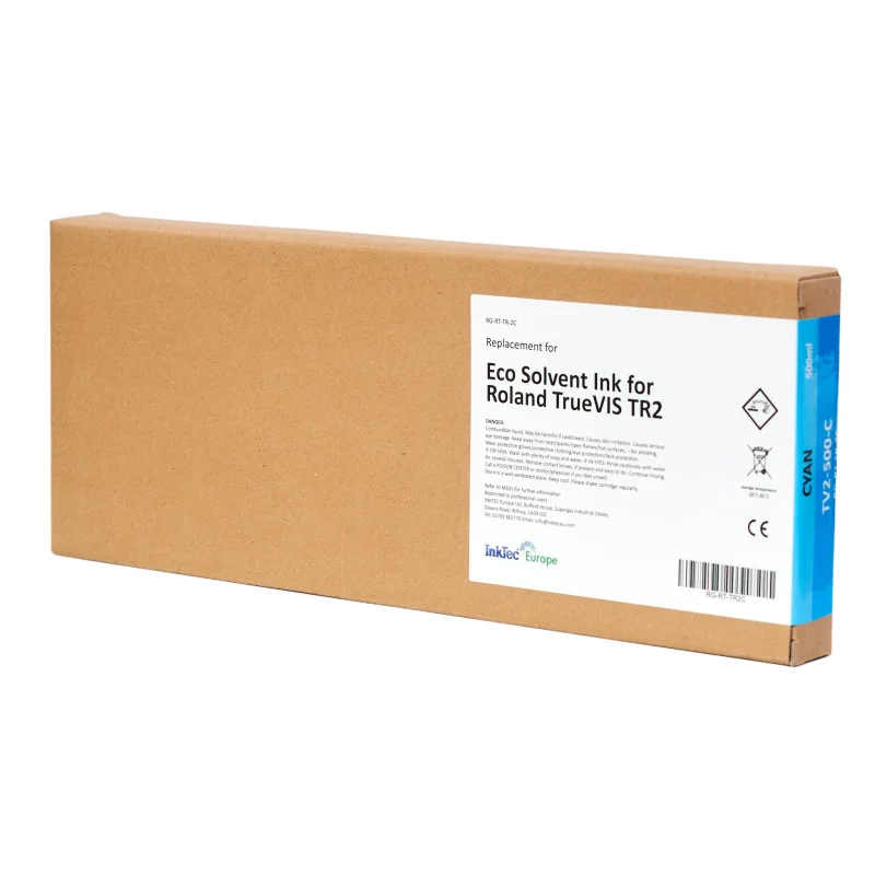Encre compatible Roland TrueVIS 2, Cyan (500 ml avec puce) | InkTec TR2