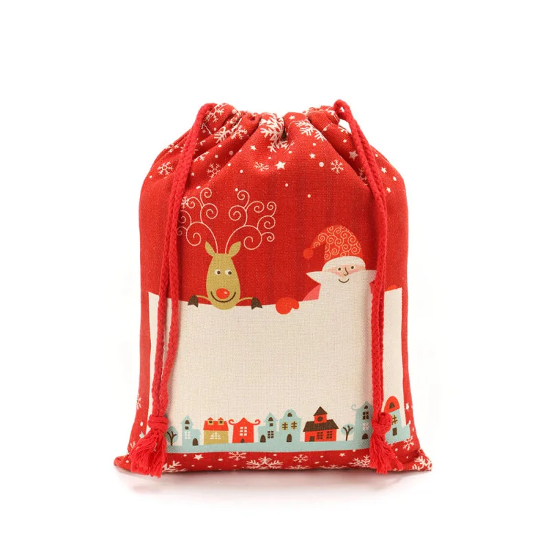 Sac de Noël en lin rouge sublimable, 30 x 40 cm