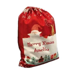 Sac de Noël en lin rouge sublimable, 30 x 40 cm