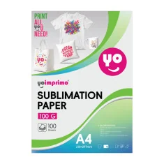 Papier de sublimation yoimprimo® Premium A4. Séchage rapide, textiles et rigides (100 feuilles, A4)