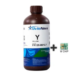 1L de tinta UV amarela, compatível com Mimaki LUS-120 (chip incluído). InkTec UvioNova, FR120