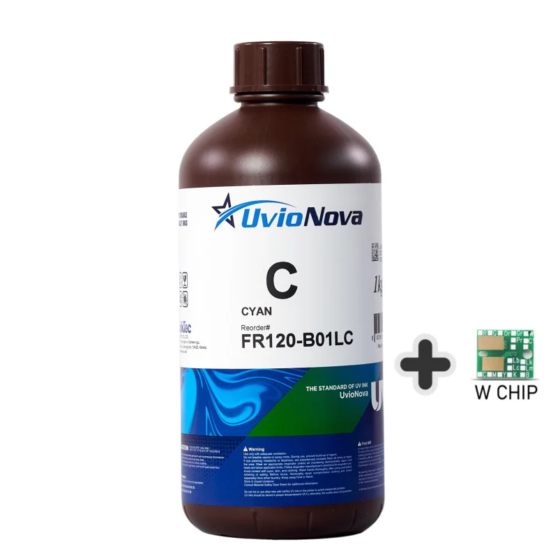 Encre UV Cyan 1L, compatible Mimaki LUS-120 (puce incluse). InkTec Uvio Nova, FR120