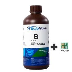 Tinta UV preta 1L, compatível com Mimaki LUS-120 (chip incluído). InkTec UvioNova, FR120