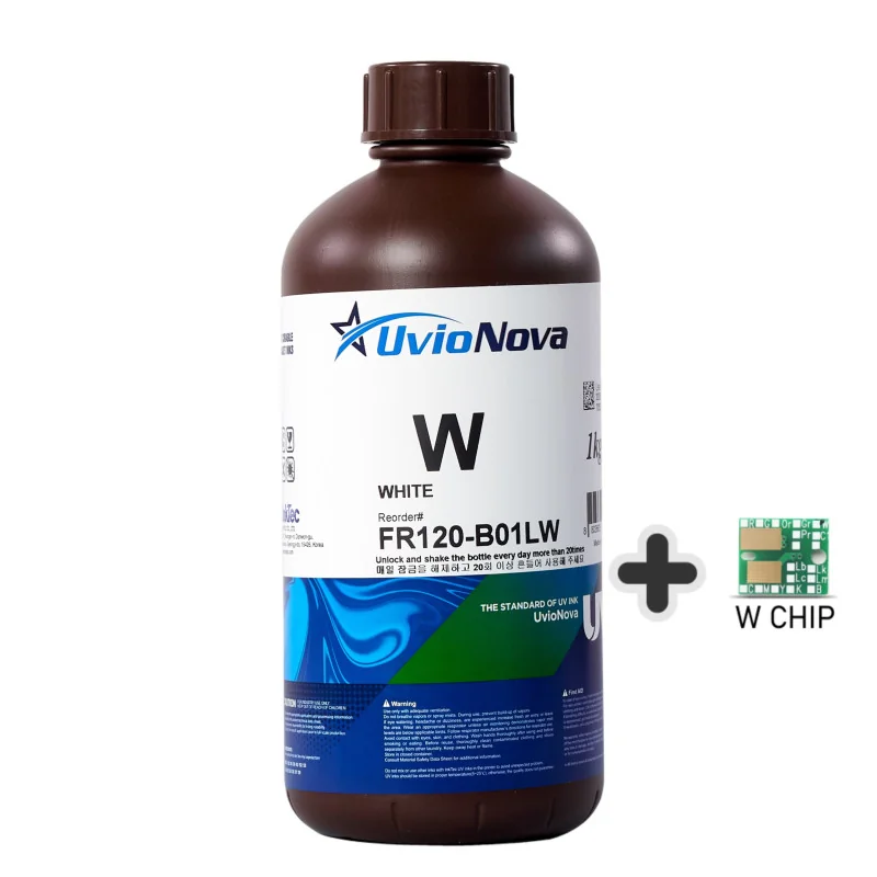 Encre UV blanche 1L, compatible Mimaki LUS-120 (puce incluse). InkTec UvioNova, FR120