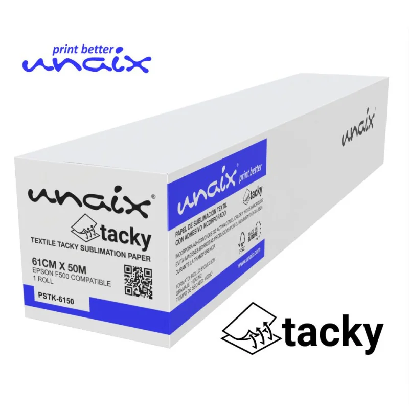 Papier de sublimation avec adhésif UNAIX Tacky, 100 g (rouleau de 61 cm x 50 m)