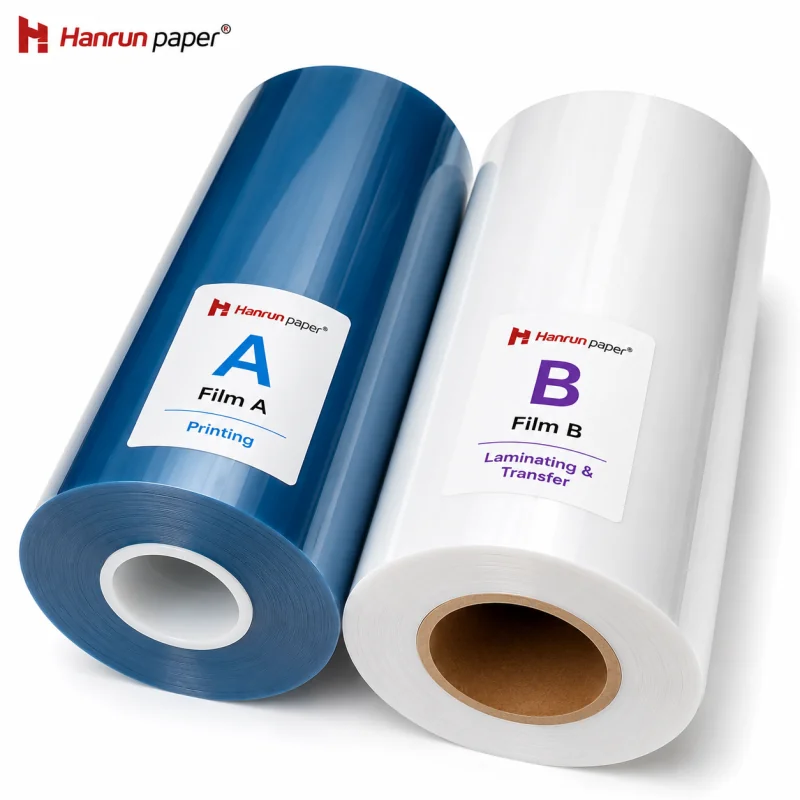 Film UV DTF A+B 30 cm Hanrun Paper (bobinas de 100 metros)