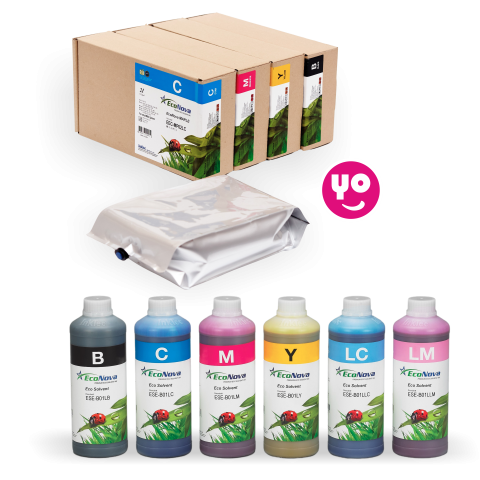 Tintas à base de solvente suave ou eco-solvente para impressoras