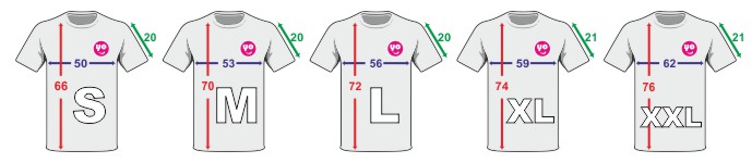 Gráfico de tallas camiseta para sublimación