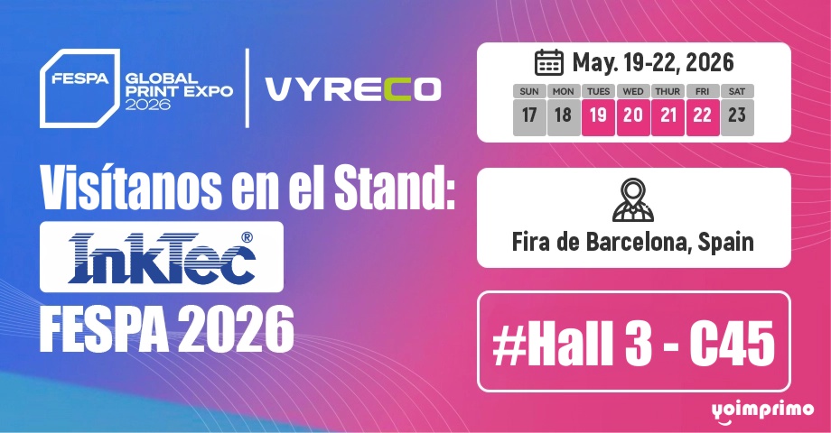 Ven a visitarnos a FESPA 2026, la feria más importante de Europa sobre impresión digital. Localízanos en el stand de Inktec del 19 al 22 de mayo.