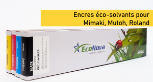 Cartouches et encres EcoSolventes pour traceurs Mimaki, Mutoh, Roland.
